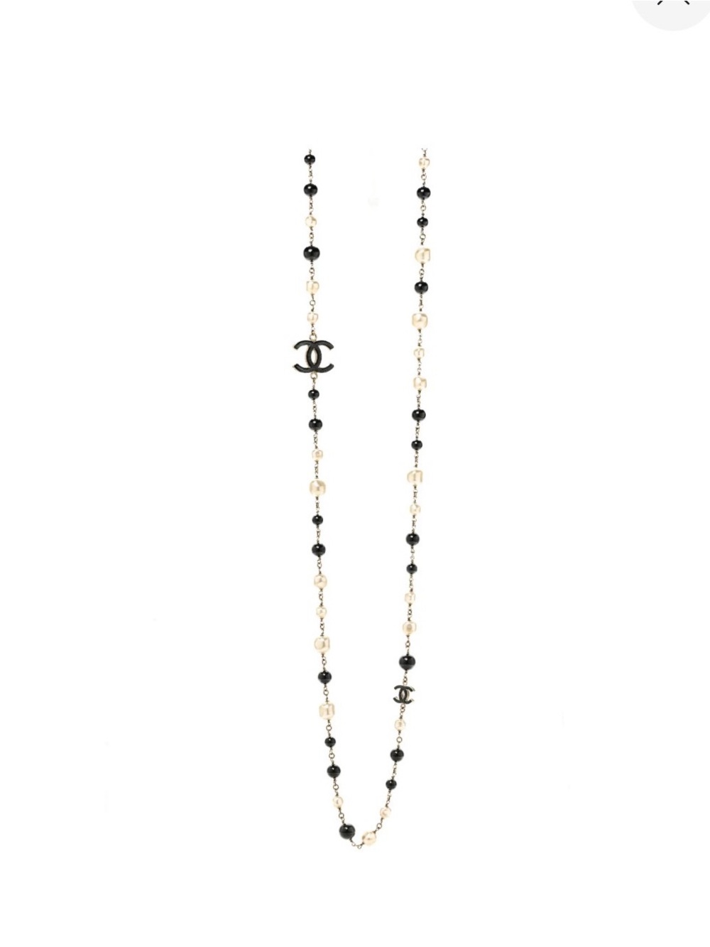 CHANEL Black and Ivory Pearl CC Logo Long Necklace - Picture 7 of 7